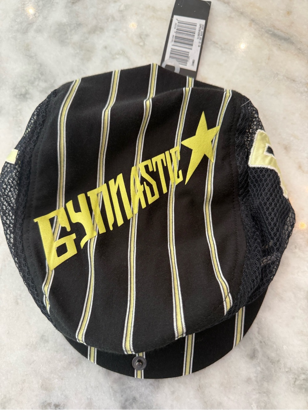 Diesel Gymnast Star Mesh Cycling Cap | NWT | Black/Yellow Stripe | Unisex Rare